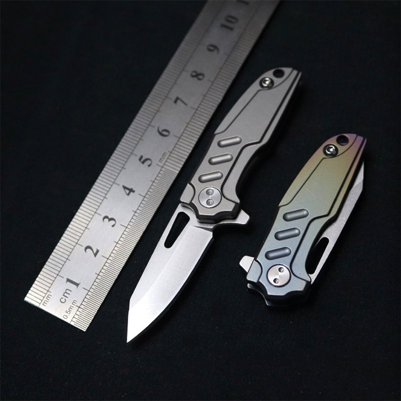 Tacticalgearz TG Saint XT Midnight Blue Titanium Folding Knife - Damascus Steel Tanto Blade