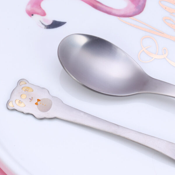 pure titanium children baby spoon fork bear pattern