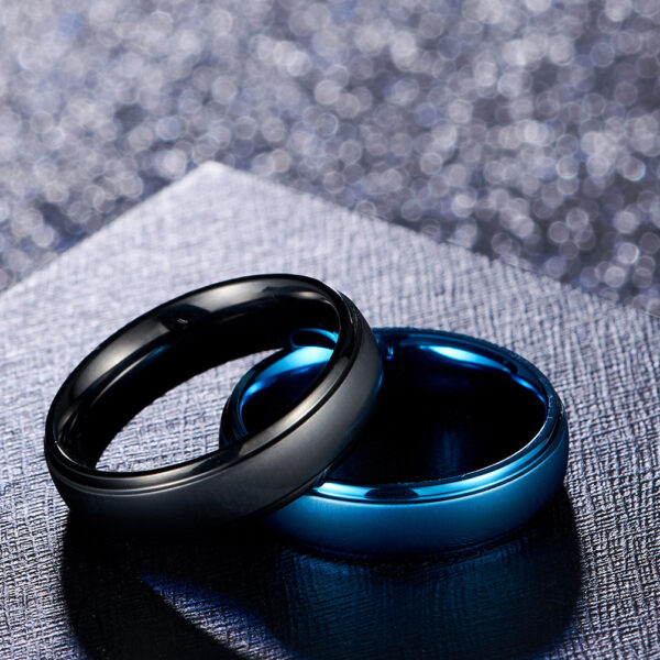 blue black anodized pure titanium wedding ring