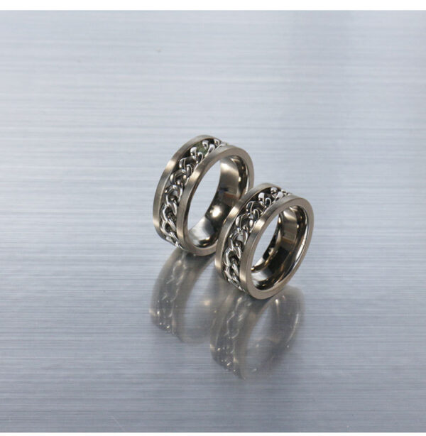 silver spinner chain men's cool punk hot titanium ring