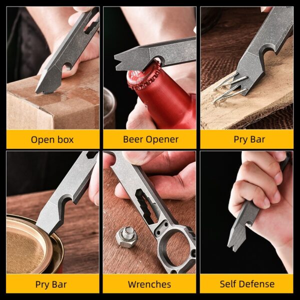 titanium alloy crowbar bottle opener hexagon wrench straight screwdriver outdoor multifunctional tool with back splint