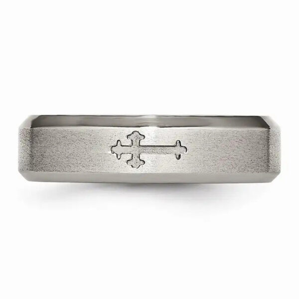 titanium cross design 6mm satin beveled edge band