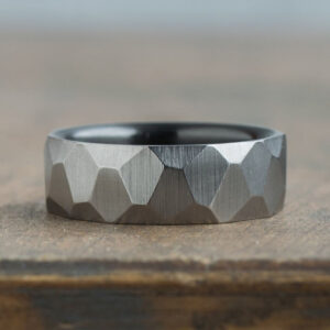 titanium ring hammber finish with geometric patterns