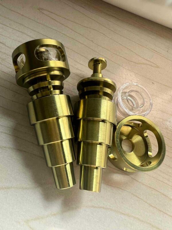 titanium 6 in 1 cage hybrid dab nail gold anodized