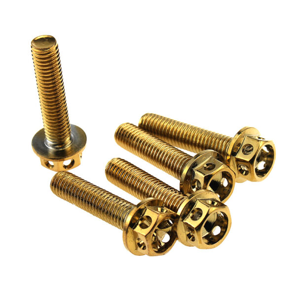 titanium gr5 flanged hex bolts gold anodized