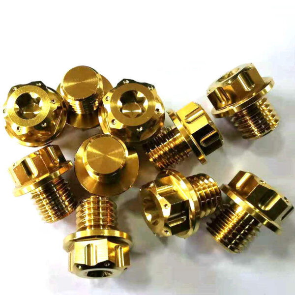 hex flange bolt gr5 titanium bolts screws titanium fasteners gold anodized